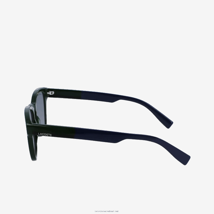 Lacoste rechthoekige zonnebril van acetaat met textiel touch 0828H2347 groen 300 Heren