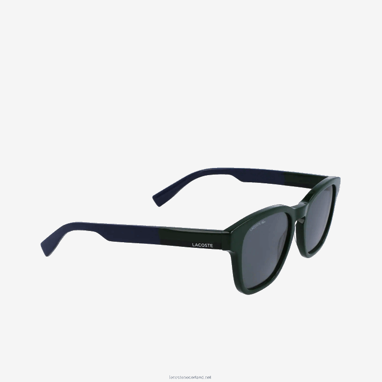 Lacoste rechthoekige zonnebril van acetaat met textiel touch 0828H2347 groen 300 Heren