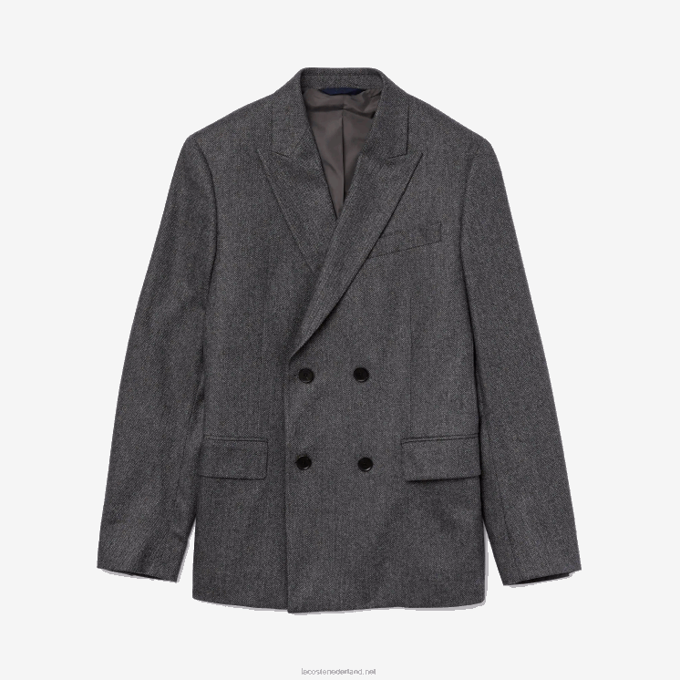 Lacoste double-breasted chevronblazer van scheerwol en kasjmier 0828H1320 grijze chine fv8 Heren