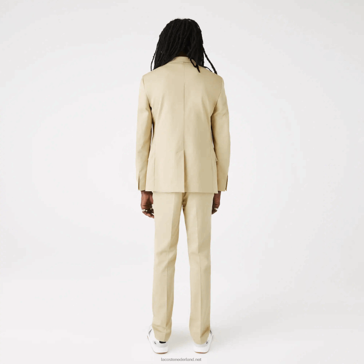 Lacoste geplooide blazer van een katoen- en linnenmix 0828H1305 beige jaren 68 Heren