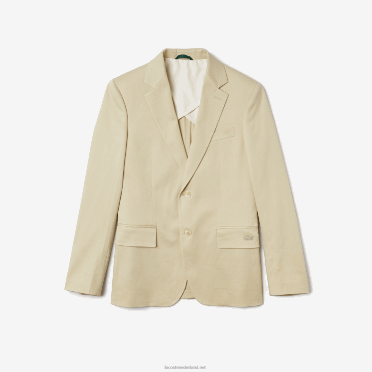 Lacoste geplooide blazer van een katoen- en linnenmix 0828H1305 beige jaren 68 Heren