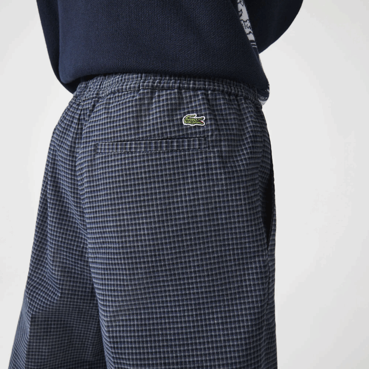 Lacoste Heritage geruite joggingbroek van stretchkatoen 0828H1167 marineblauw wit qrn Heren