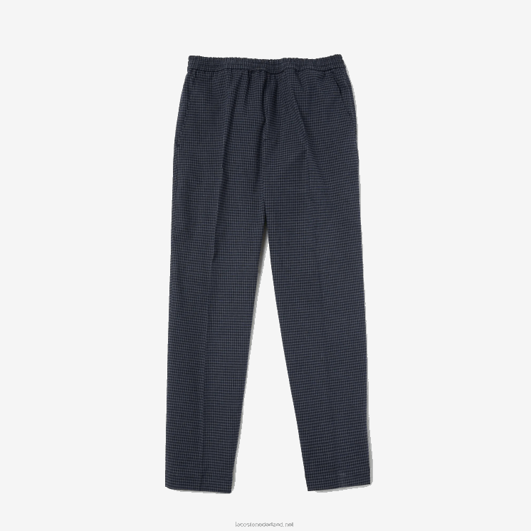 Lacoste Heritage geruite joggingbroek van stretchkatoen 0828H1167 marineblauw wit qrn Heren