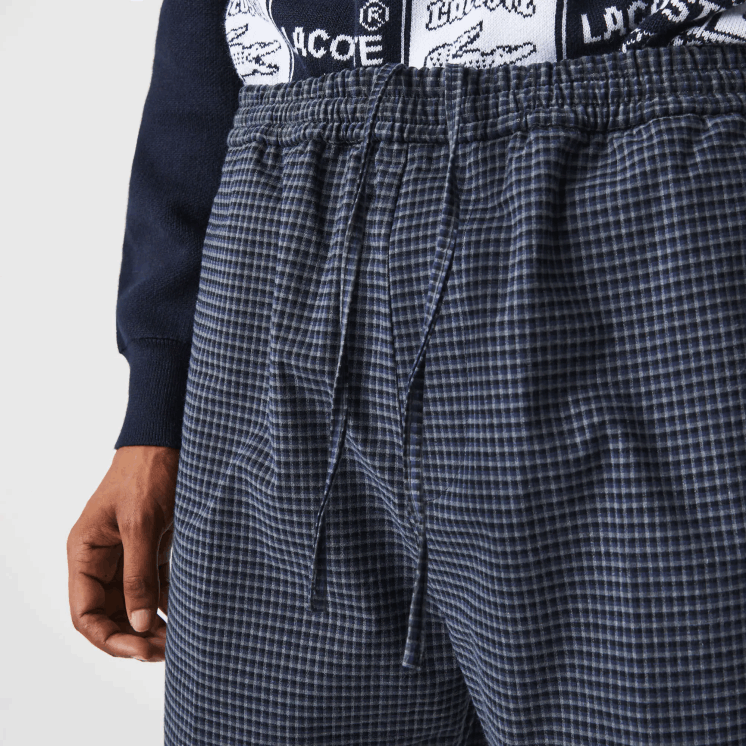 Lacoste Heritage geruite joggingbroek van stretchkatoen 0828H1167 marineblauw wit qrn Heren