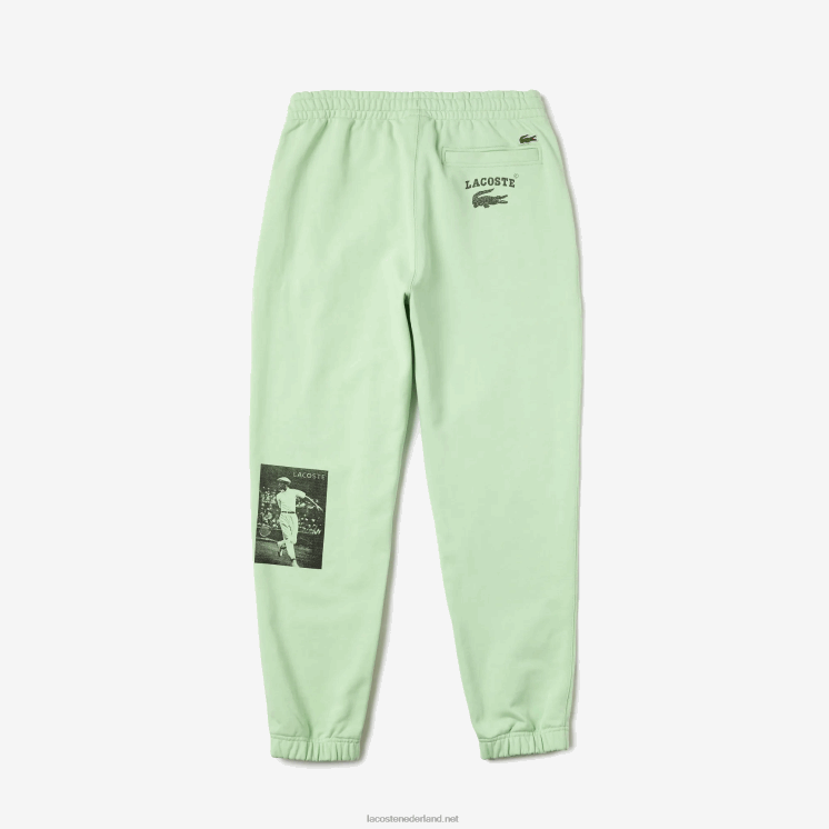 Lacoste Live Heritage joggingbroek van katoenfleece met print 0828H1136 groene hihi Heren