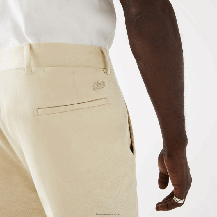 Lacoste geplooide broek van katoen en linnenmix 0828H1642 beige jaren 68 Heren