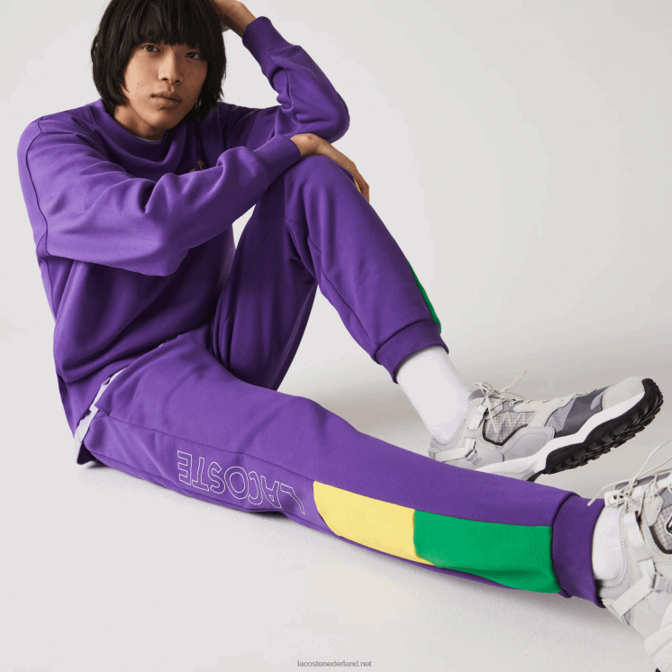 Lacoste joggingbroek met colorblock-fleece en merklogo 0828H1107 paars geel groen 1cv Heren