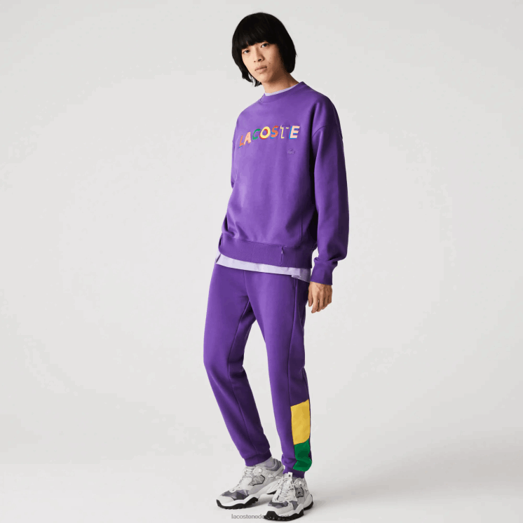 Lacoste joggingbroek met colorblock-fleece en merklogo 0828H1107 paars geel groen 1cv Heren