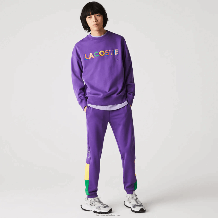 Lacoste joggingbroek met colorblock-fleece en merklogo 0828H1107 paars geel groen 1cv Heren