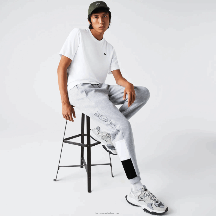 Lacoste joggingbroek met colorblock-fleece en merklogo 0828H1108 grijs chine wit zwart p0f Heren