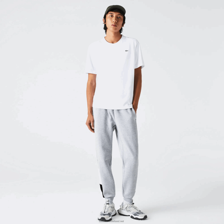 Lacoste joggingbroek met colorblock-fleece en merklogo 0828H1108 grijs chine wit zwart p0f Heren