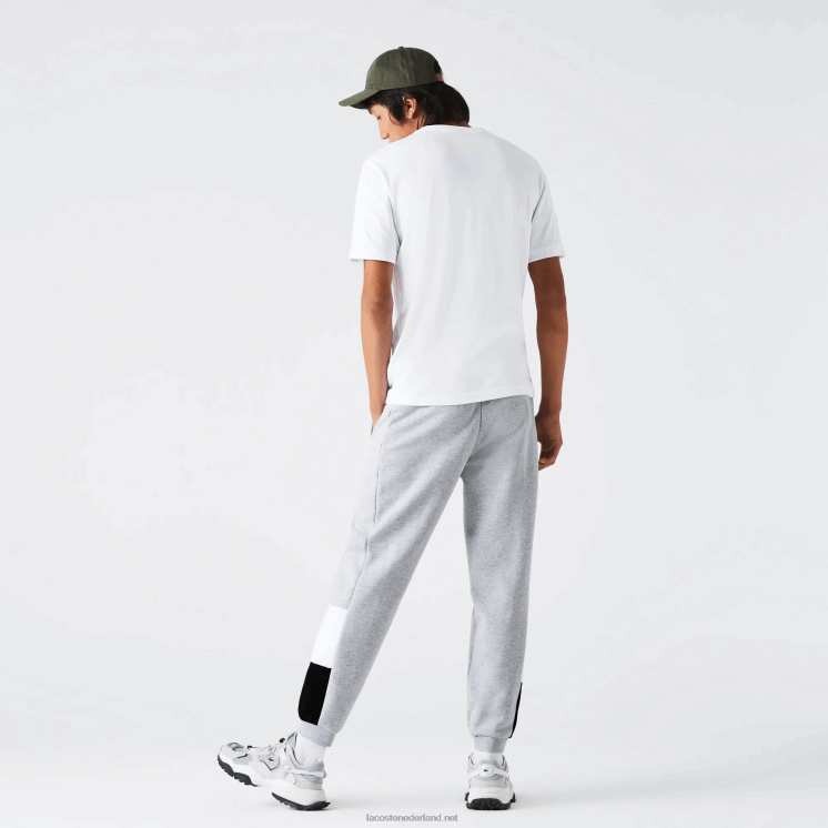 Lacoste joggingbroek met colorblock-fleece en merklogo 0828H1108 grijs chine wit zwart p0f Heren