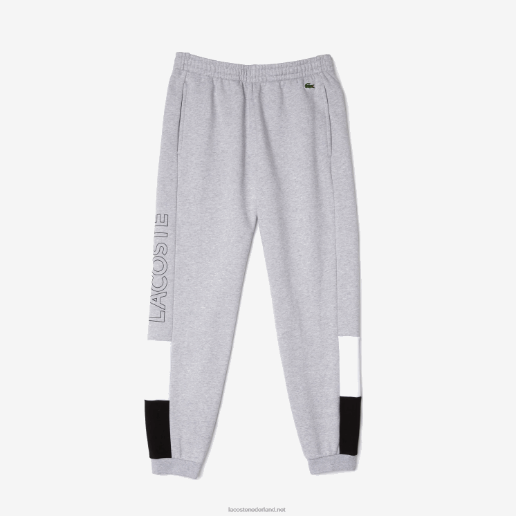 Lacoste joggingbroek met colorblock-fleece en merklogo 0828H1108 grijs chine wit zwart p0f Heren