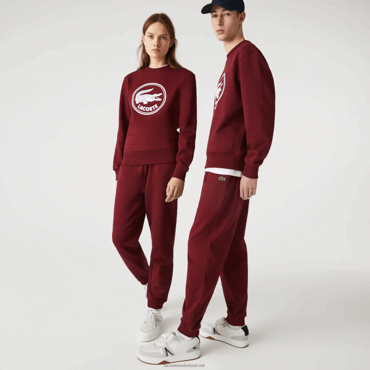 Lacoste joggingbroek van biologisch katoenfleece 0828H1207 bordeaux z7f Heren