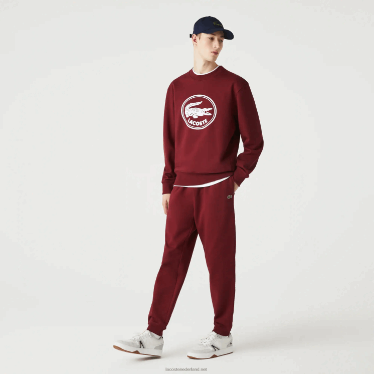 Lacoste joggingbroek van biologisch katoenfleece 0828H1207 bordeaux z7f Heren