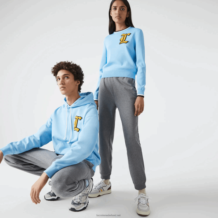 Lacoste joggingbroek van biologisch katoenfleece 0828H1208 grijze chine 1vq Heren