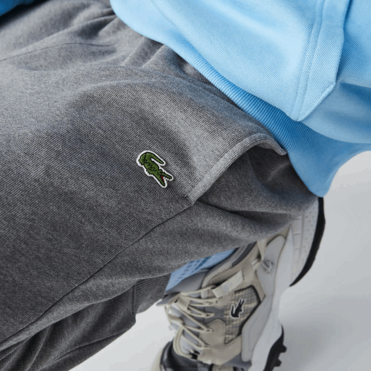 Lacoste joggingbroek van biologisch katoenfleece 0828H1208 grijze chine 1vq Heren