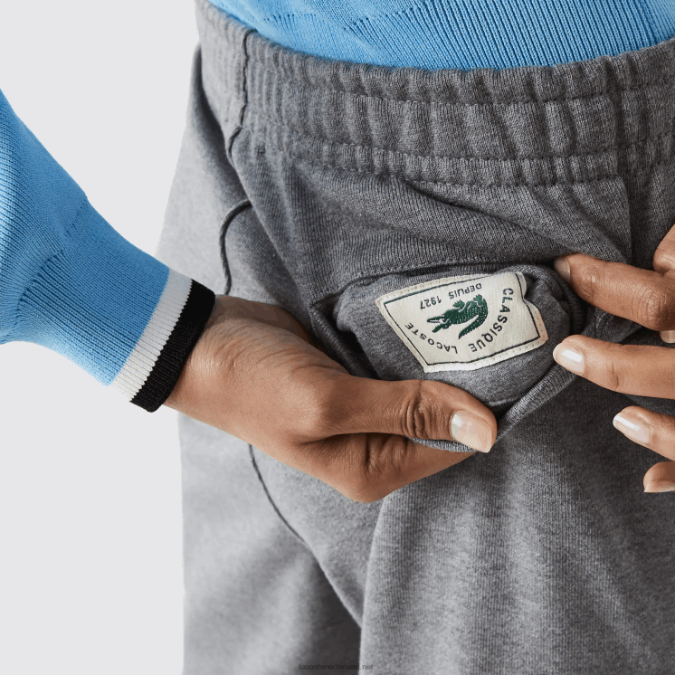 Lacoste joggingbroek van biologisch katoenfleece 0828H1208 grijze chine 1vq Heren