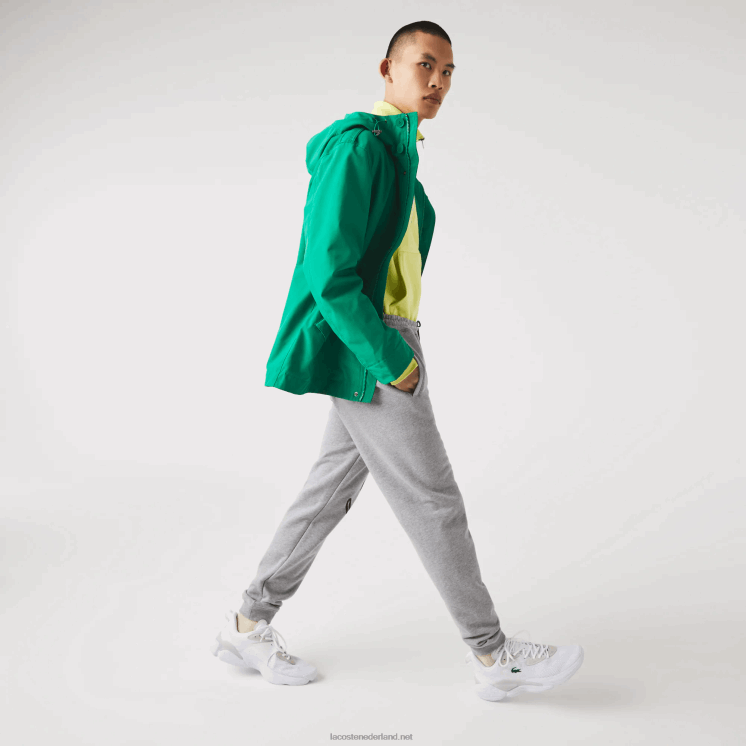 Lacoste joggingbroek van katoenfleece met handtekening en krokodillenprint 0828H1065 grijze chine 4jv Heren