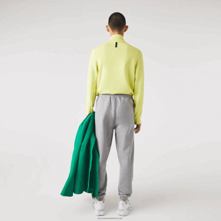 Lacoste joggingbroek van katoenfleece met handtekening en krokodillenprint 0828H1065 grijze chine 4jv Heren