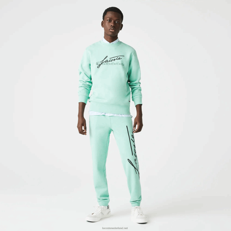 Lacoste joggingbroek van katoenfleece met handtekening en krokodillenprint 0828H1066 groen hcv Heren