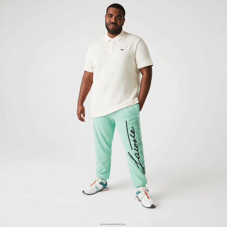 Lacoste joggingbroek van katoenfleece met handtekening en krokodillenprint 0828H1066 groen hcv Heren