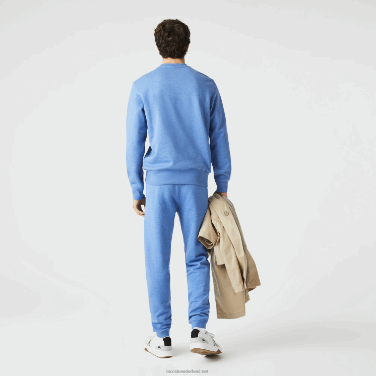 Lacoste joggingbroek van katoenfleece met handtekening en krokodillenprint 0828H1067 blauwe rug hg3 Heren