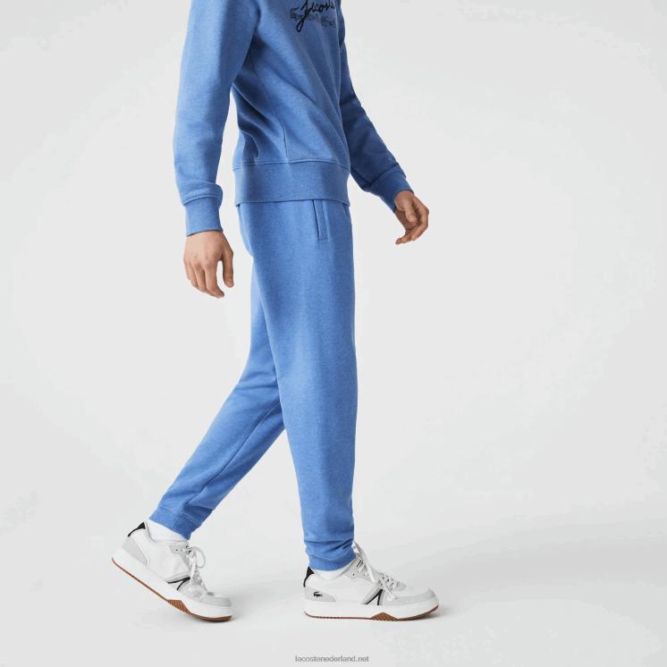 Lacoste joggingbroek van katoenfleece met handtekening en krokodillenprint 0828H1067 blauwe rug hg3 Heren