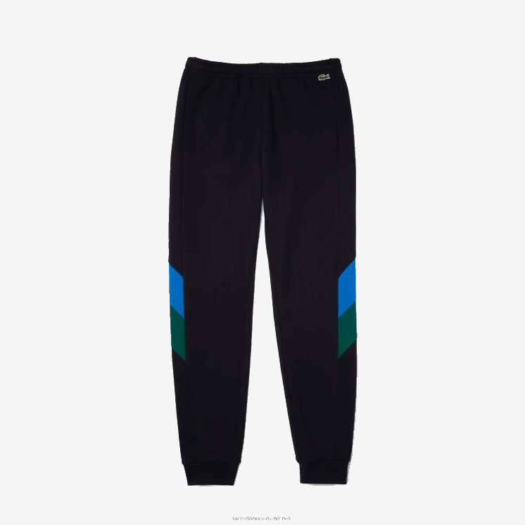 Lacoste joggingbroek van katoenfleece met kleurvlakken 0828H1090 marineblauw groen 1fd Heren