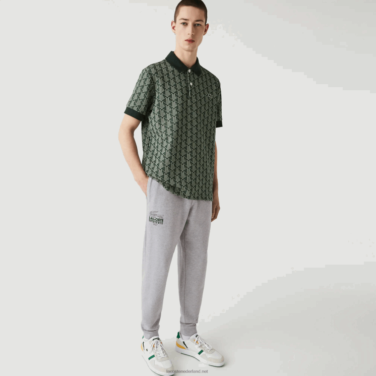 Lacoste joggingbroek van katoenfleece met krokodillenlogo 0828H1092 grijze chine ca Heren