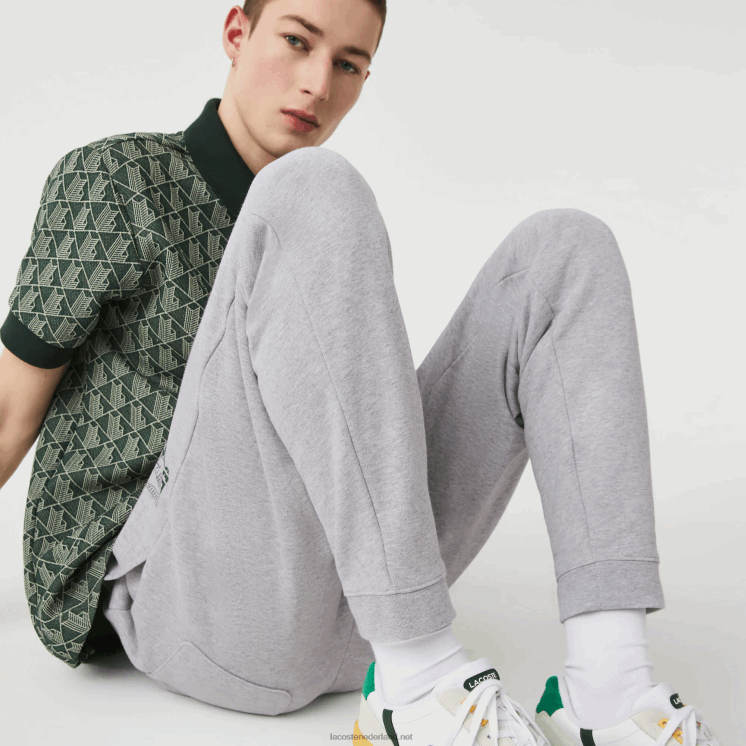 Lacoste joggingbroek van katoenfleece met krokodillenlogo 0828H1092 grijze chine ca Heren