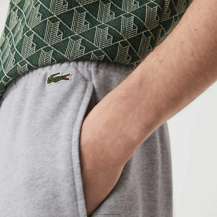 Lacoste joggingbroek van katoenfleece met krokodillenlogo 0828H1092 grijze chine ca Heren