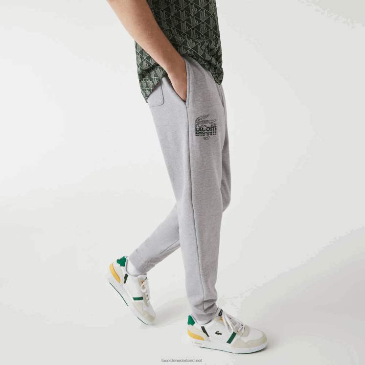 Lacoste joggingbroek van katoenfleece met krokodillenlogo 0828H1092 grijze chine ca Heren