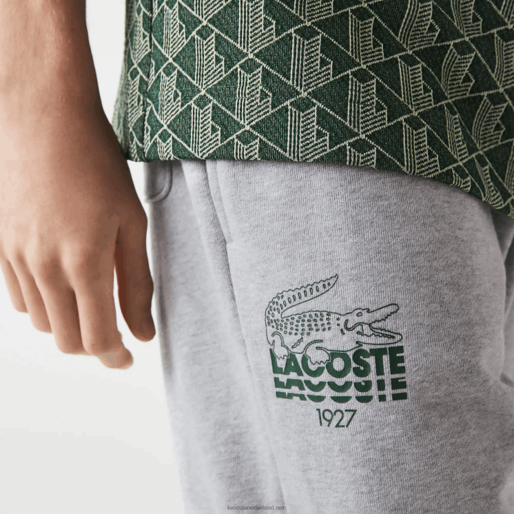 Lacoste joggingbroek van katoenfleece met krokodillenlogo 0828H1092 grijze chine ca Heren