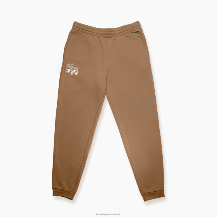 Lacoste joggingbroek van katoenfleece met krokodillenlogo 0828H1093 bruin z0w Heren