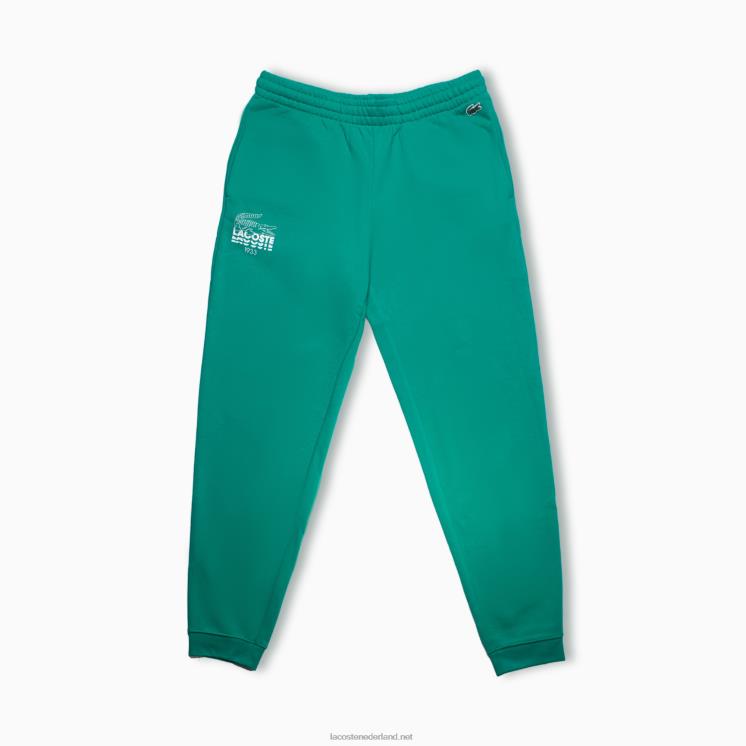 Lacoste joggingbroek van katoenfleece met krokodillenlogo 0828H1094 groene hd2 Heren