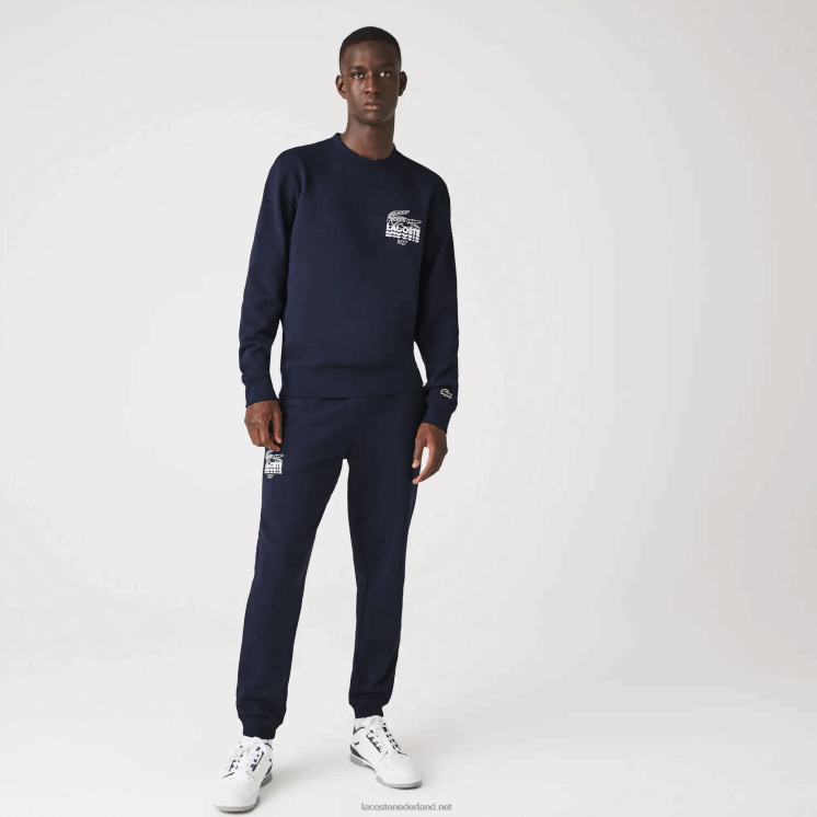 Lacoste joggingbroek van katoenfleece met krokodillenlogo 0828H1095 marineblauw 166 Heren