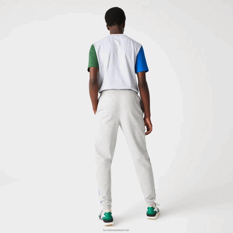 Lacoste joggingbroek van katoenfleecemix met kleurvlakken 0828H1179 grijs chine blauw groen hkb Heren