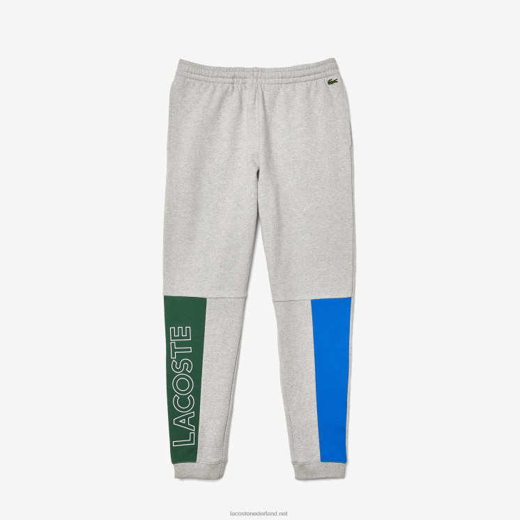 Lacoste joggingbroek van katoenfleecemix met kleurvlakken 0828H1179 grijs chine blauw groen hkb Heren