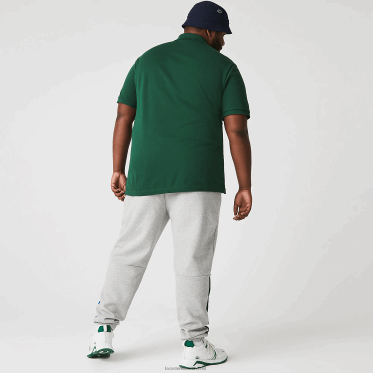 Lacoste joggingbroek van katoenfleecemix met kleurvlakken 0828H1179 grijs chine blauw groen hkb Heren
