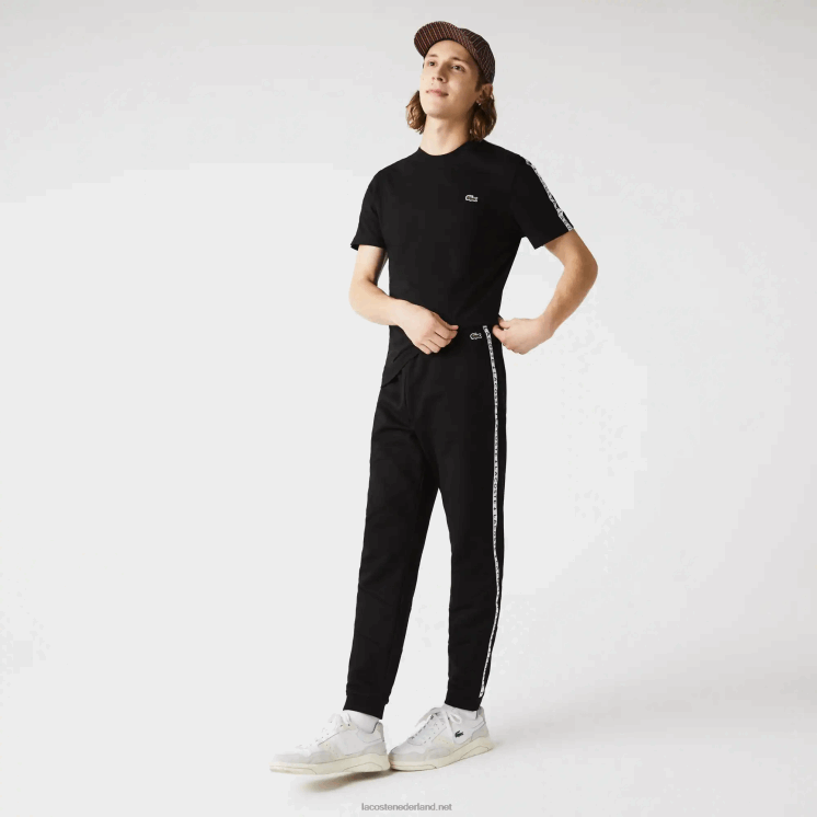 Lacoste kenmerkende gestreepte colorblock fleece joggingbroek 0828H1147 zwart 8vm Heren