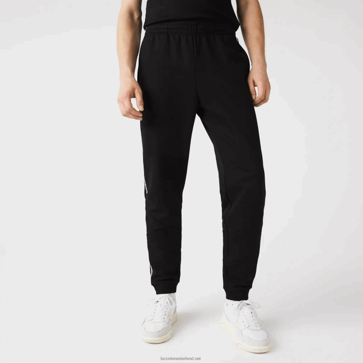 Lacoste kenmerkende gestreepte colorblock fleece joggingbroek 0828H1147 zwart 8vm Heren