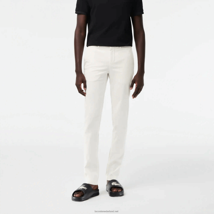 Lacoste nieuwe klassieke slim fit broek van stretchkatoen 0828H1550 wit 70v Heren