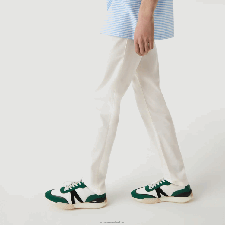 Lacoste nieuwe klassieke slim fit broek van stretchkatoen 0828H1550 wit 70v Heren