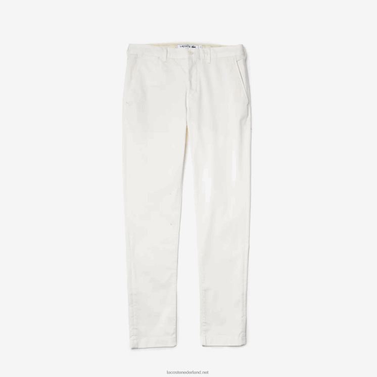 Lacoste nieuwe klassieke slim fit broek van stretchkatoen 0828H1550 wit 70v Heren