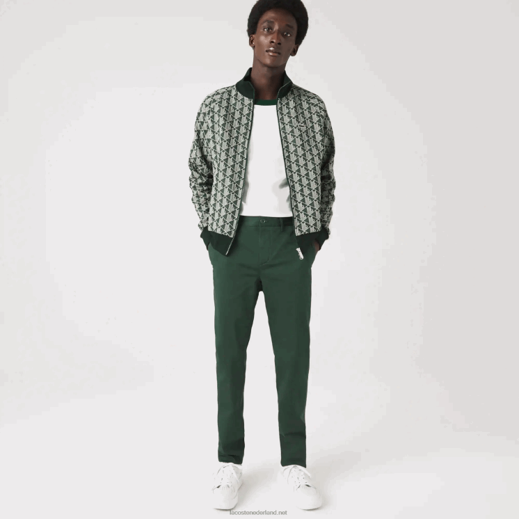 Lacoste nieuwe klassieke slim fit broek van stretchkatoen 0828H1655 groen 5hx Heren