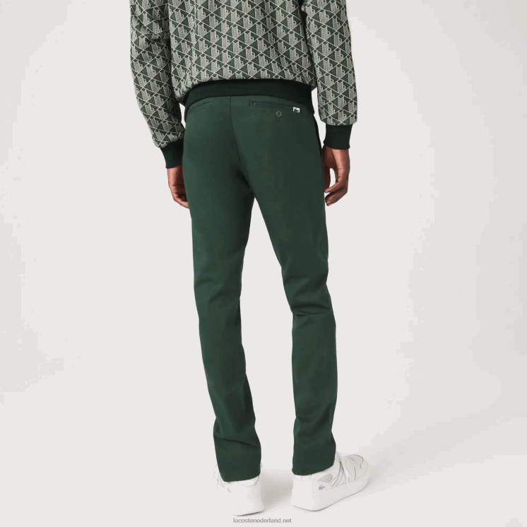 Lacoste nieuwe klassieke slim fit broek van stretchkatoen 0828H1655 groen 5hx Heren