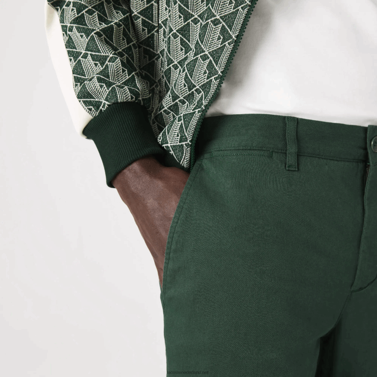 Lacoste nieuwe klassieke slim fit broek van stretchkatoen 0828H1655 groen 5hx Heren