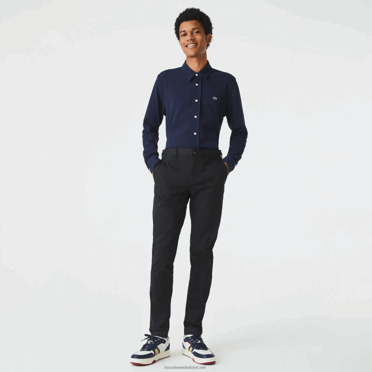 Lacoste nieuwe klassieke slim fit broek van stretchkatoen 0828H477 zwart 031 Heren