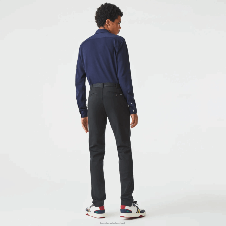 Lacoste nieuwe klassieke slim fit broek van stretchkatoen 0828H477 zwart 031 Heren